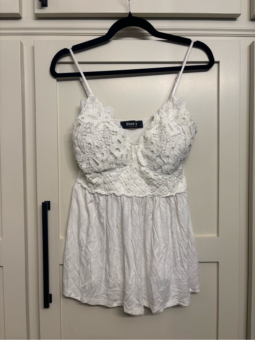Y2K Boho Chic Crochet Lace Babydoll Bustier Cami Tank Ivory Cream Size S